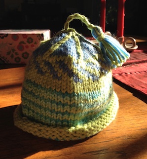 Easy Tassel on Knit Baby Hat